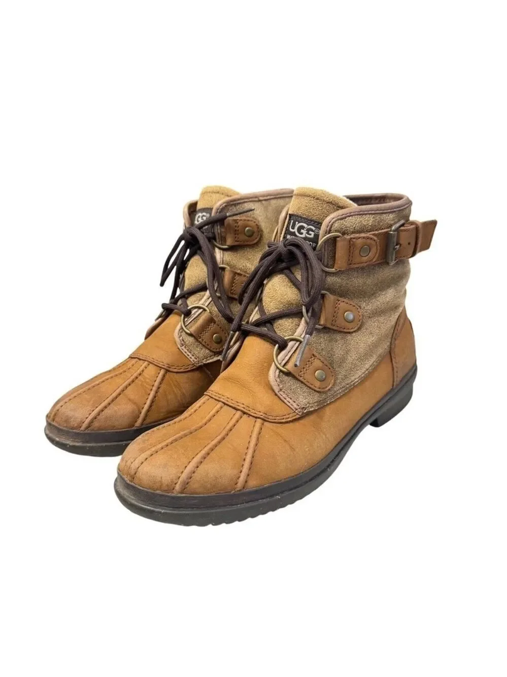 UGG Cecile Waterproof Duck Boots Sz 7.5 Fur Lined Leather Sued